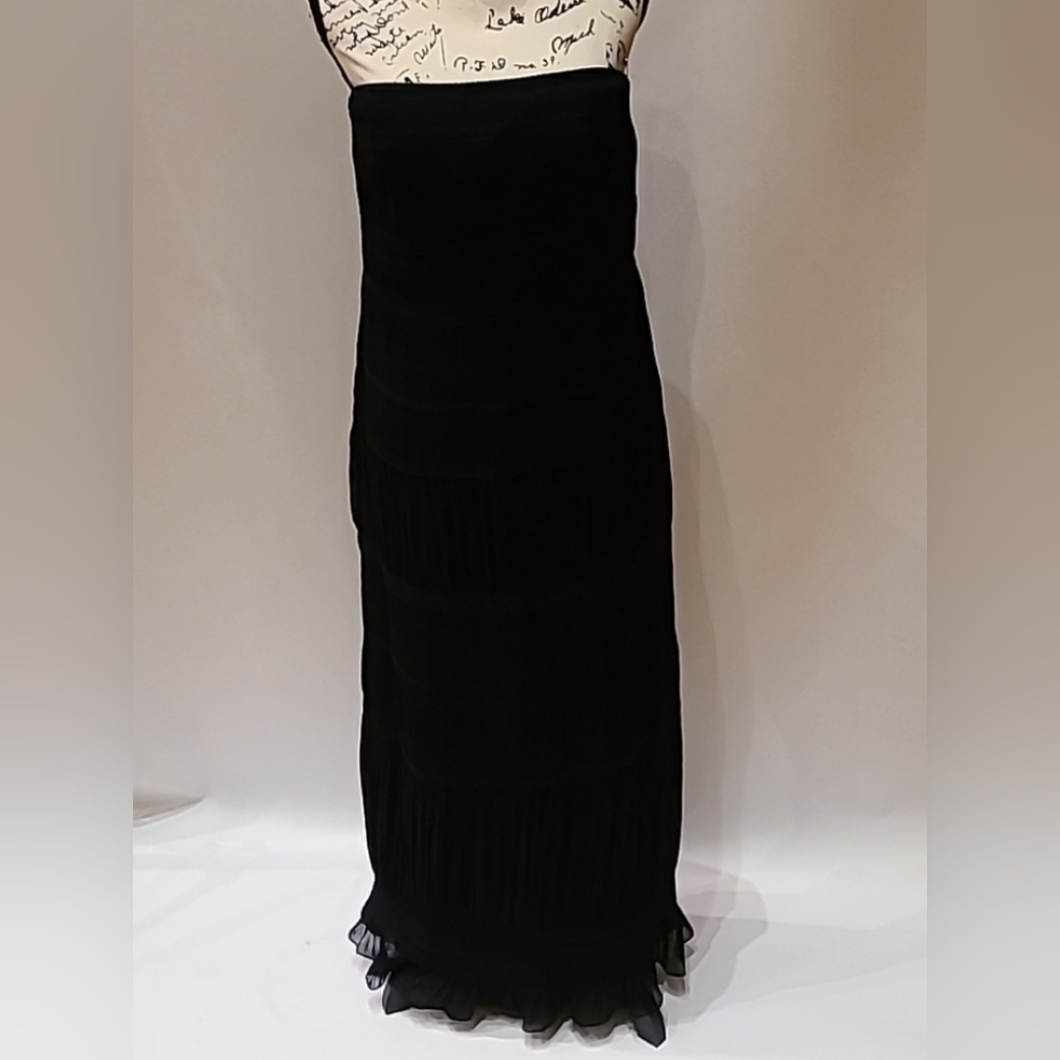 Kay Unger Black Strapless Full Length Dress Gown Size 12